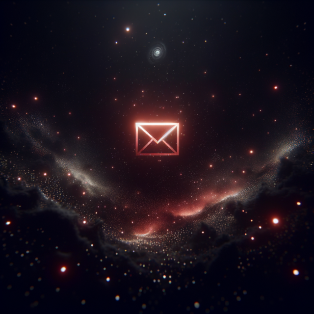 Abstract dark envelope icon in void